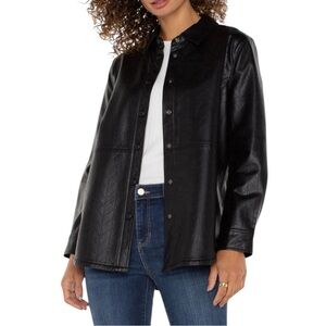 Liverpool Women's Black Vegan Leather Shacket Sz S NWT